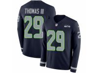 Men Nike Seattle Seahawks #29 Earl Thomas III Limited Navy Blue Therma Long Sleeve NFL Jersey