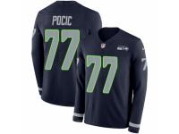 Men Nike Seattle Seahawks #77 Ethan Pocic Limited Navy Blue Therma Long Sleeve NFL Jersey