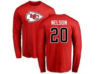 Men Nike Steven Nelson Red Name & Number Logo - NFL Kansas City Chiefs #20 Long Sleeve T-Shirt