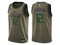 Men Nike Utah Jazz #12 John Stockton Swingman Green Salute to Service NBA Jersey
