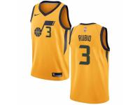 Men Nike Utah Jazz #3 Ricky Rubio  Gold NBA Jersey Statement Edition