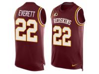Men Nike Washington Redskins #22 Deshazor Everett Limited Red Player Name & Number Tank Top NFL Jersey