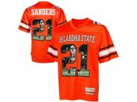 Men Oklahoma State Cowboys #21 Barry Sanders Orange With Portrait Print College Football Jersey