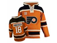 Men Old Time Hockey Philadelphia Flyers #18 R. J. Umberger Premier Orange Sawyer Hooded Sweatshirt