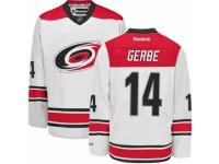 Men Reebok Carolina Hurricanes #14 Nathan Gerbe Premier White Away NHL Jersey