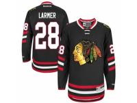 Men Reebok Chicago Blackhawks #28 Steve Larmer Premier Black 2014 Stadium Series NHL Jersey