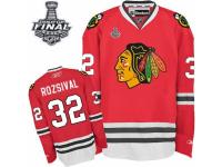 Men Reebok Chicago Blackhawks #32 Michal Rozsival Premier Red Home 2015 Stanley Cup Patch NHL Jersey
