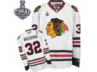 Men Reebok Chicago Blackhawks #32 Michal Rozsival Premier White Away 2015 Stanley Cup Patch NHL Jersey