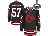 Men Reebok Chicago Blackhawks #57 Trevor Van Riemsdyk Premier Black Red Skull 2014 Stadium Series 2015 Stanley Cup Patch NHL Jersey