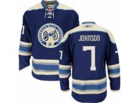 Men Reebok Columbus Blue Jackets #7 Jack Johnson Authentic Navy Blue Third NHL Jersey