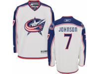 Men Reebok Columbus Blue Jackets #7 Jack Johnson Premier White Away NHL Jersey