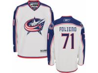 Men Reebok Columbus Blue Jackets #71 Nick Foligno Premier White Away NHL Jersey
