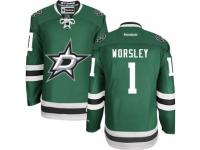 Men Reebok Dallas Stars #1 Gump Worsley Premier Green Home NHL Jersey