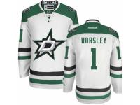 Men Reebok Dallas Stars #1 Gump Worsley Premier White Away NHL Jersey