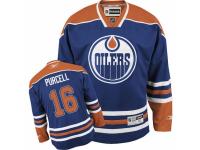 Men Reebok Edmonton Oilers #16 Teddy Purcell Premier Royal Blue Home NHL Jersey