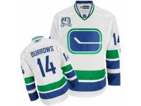 Men Reebok Vancouver Canucks #14 Alex Burrows Premier White Third 40TH Patch NHL Jersey