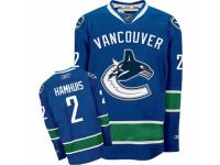 Men Reebok Vancouver Canucks #2 Dan Hamhuis Premier Navy Blue Home NHL Jersey