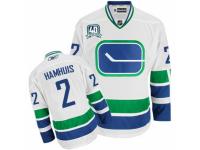 Men Reebok Vancouver Canucks #2 Dan Hamhuis Premier White Third 40TH Patch NHL Jersey