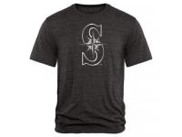 Men Seattle Mariners Fanatics Apparel Platinum Collection Tri-Blend T-Shirt Black