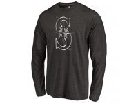Men Seattle Mariners Platinum Collection Long Sleeve Tri-Blend T-Shirt Black
