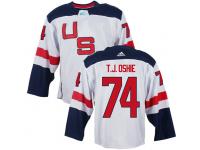 Men Team USA #74 T.J Oshie 2016 World Cup of Hockey White Jerseys