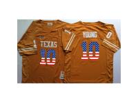 Men Texas Longhorns #10 Vince Young Orange USA Flag College Jersey