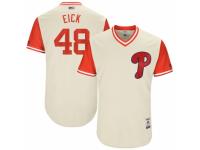 Men's 2017 Little League World Series Philadelphia Phillies #48 Jerad Eickhoff Eick Tan Jersey