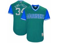 Men's 2017 Little League World Series Seattle Mariners #34 Felix Hernandez King Felix Aqua Jersey
