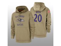 Men's 2019 Salute to Service Ed Reed Ravens Tan Sideline Therma Hoodie Baltimore Ravens