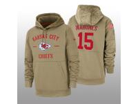 Men's 2019 Salute to Service Patrick Mahomes Chiefs Tan Sideline Therma Hoodie Kansas City Chiefs