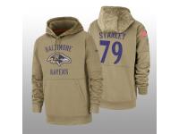 Men's 2019 Salute to Service Ronnie Stanley Ravens Tan Sideline Therma Hoodie Baltimore Ravens