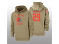 Men's 2019 Salute to Service Sheldrick Redwine Browns Tan Sideline Therma Hoodie Cleveland Browns