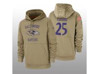 Men's 2019 Salute to Service Tavon Young Ravens Tan Sideline Therma Hoodie Baltimore Ravens