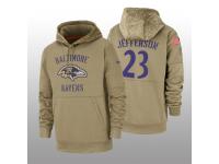 Men's 2019 Salute to Service Tony Jefferson Ravens Tan Sideline Therma Hoodie Baltimore Ravens