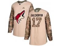 Men's Adidas Alex Galchenyuk Authentic Camo NHL Jersey Arizona Coyotes #17 Veterans Day Practice