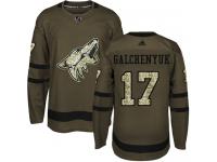 Men's Adidas Alex Galchenyuk Authentic Green NHL Jersey Arizona Coyotes #17 Salute to Service