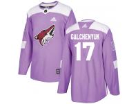 Men's Adidas Alex Galchenyuk Authentic Purple NHL Jersey Arizona Coyotes #17 Fights Cancer Practice