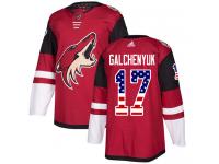 Men's Adidas Alex Galchenyuk Authentic Red NHL Jersey Arizona Coyotes #17 USA Flag Fashion