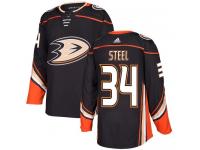 Men's Adidas Anaheim Ducks #34 Sam Steel Authentic Black Home NHL Jersey