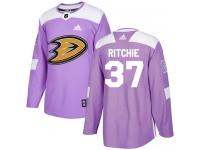 Men's Adidas Anaheim Ducks #37 Nick Ritchie Authentic Purple Fights Cancer Practice NHL Jersey