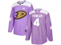 Men's Adidas Anaheim Ducks #4 Cam Fowler Authentic Purple Fights Cancer Practice NHL Jersey
