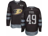 Men's Adidas Anaheim Ducks #49 Sam Steel Premier Black 1917-2017 100th Anniversary NHL Jersey