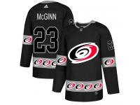 Men's Adidas Carolina Hurricanes #23 Brock McGinn Black Authentic Team Logo Fashion NHL Jersey