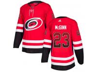 Men's Adidas Carolina Hurricanes #23 Brock McGinn Red Authentic Drift Fashion NHL Jersey