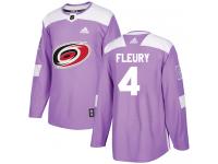 Men's Adidas Carolina Hurricanes #4 Haydn Fleury Purple Authentic Fights Cancer Practice NHL Jersey