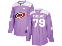 Men's Adidas Carolina Hurricanes #79 Michael Ferland Purple Authentic Fights Cancer Practice NHL Jersey