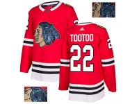 Men's Adidas Chicago Blackhawks #22 Jordin Tootoo Red Authentic Fashion Gold NHL Jersey