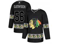 Men's Adidas Chicago Blackhawks #56 Erik Gustafsson Black Authentic Team Logo Fashion NHL Jersey