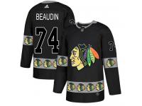 Men's Adidas Chicago Blackhawks #74 Nicolas Beaudin Black Authentic Team Logo Fashion NHL Jersey