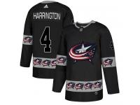 Men's Adidas Columbus Blue Jackets #4 Scott Harrington Black Authentic Team Logo Fashion NHL Jersey